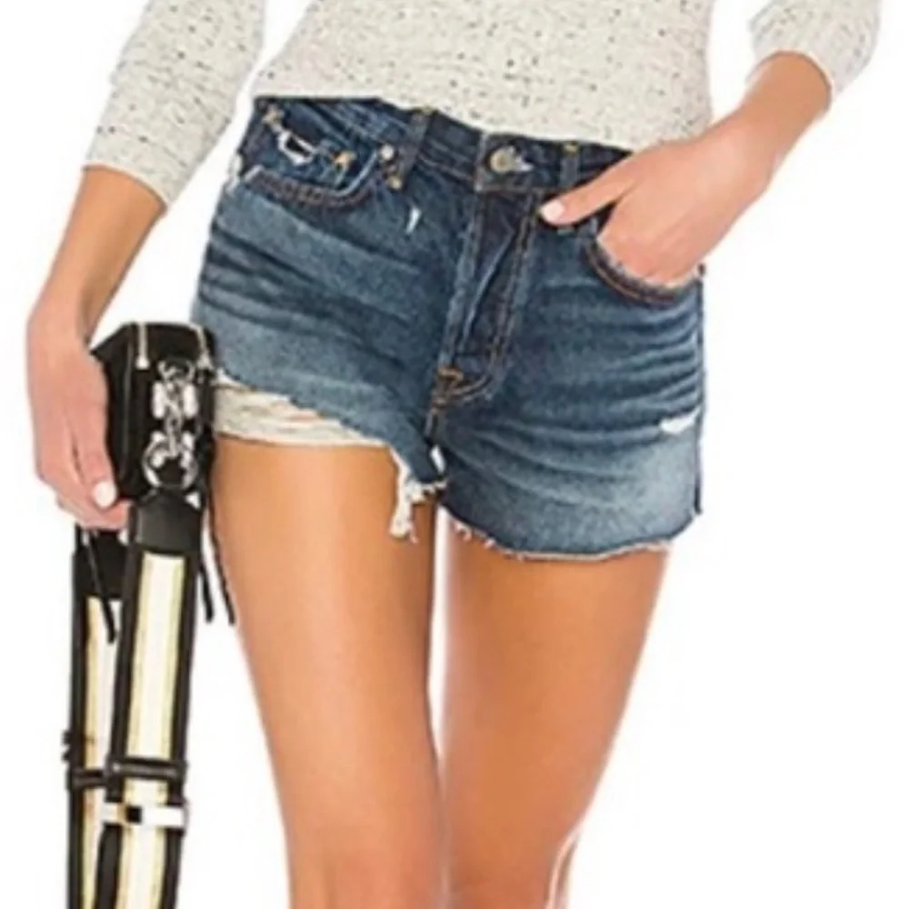 Revolve Grlfrnd Denim Cindy High Rise Cut Off in Babylon size 28 Distressed $148